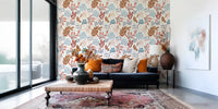 Muted Autumn Botanical Folk Art Wallpaper⁠