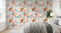 Muted Autumn Botanical Folk Art Wallpaper⁠