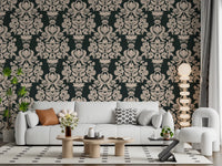 Creamy Damask Flora Wallpaper⁠
