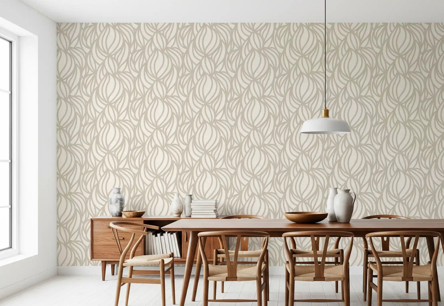 Cream Swirl Geometric Wallpaper⁠