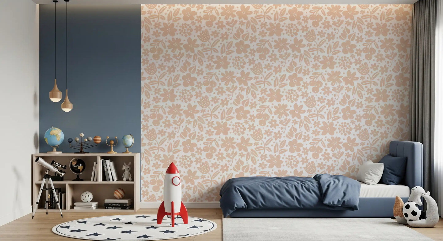 Minimalist Peach Garden Bloom Wallpaper⁠