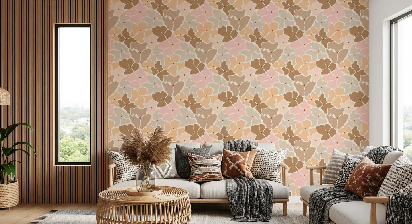 Soft Earthy Petal Mosaic Wallpaper⁠