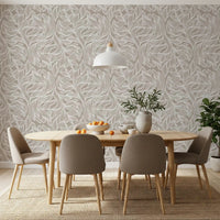 Serene Linear Foliage in Taupe Wallpaper⁠