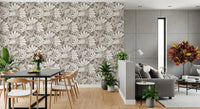 Rustic Cream and Taupe Flower Block Print Wallpaper⁠