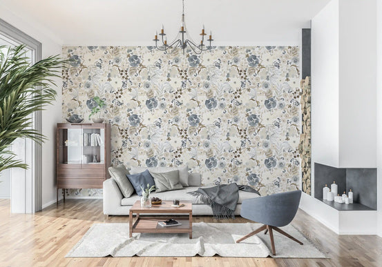 Neutral Watercolor Blooms Wallpaper⁠