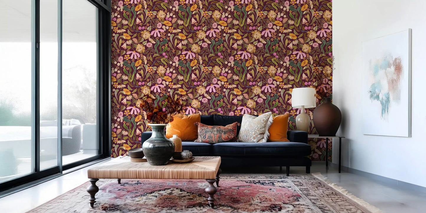 Vintage Botanical Twilight Wallpaper⁠