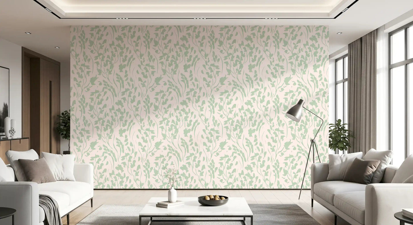 Soft Sage Botanical Brushstrokes Wallpaper⁠