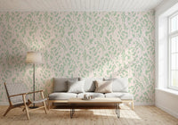 Soft Sage Botanical Brushstrokes Wallpaper⁠