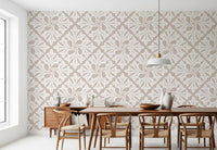 Beige Acanthus Leaf Damask Wallpaper⁠