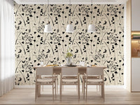 Silhouette Meadow and Butterfly Print Wallpaper⁠