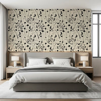 Silhouette Meadow and Butterfly Print Wallpaper⁠