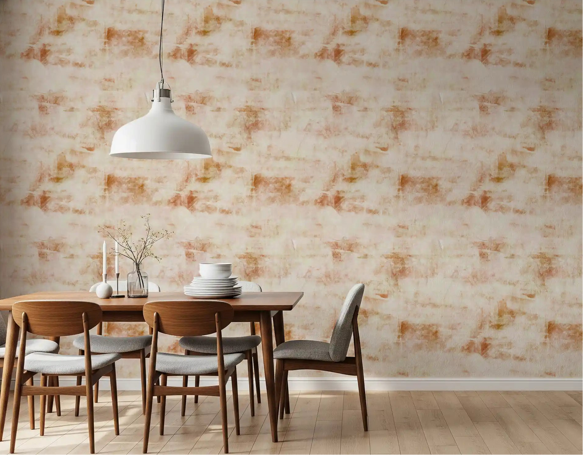Earthy patina wallpaper warms a Dining room with weathered beige tones GD11968
