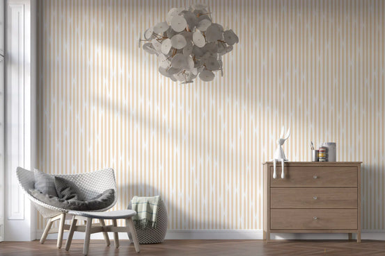 Cream and Beige Interlocking Stripes Wallpaper⁠