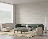 Cream Ogee Damask Pattern Wallpaper⁠