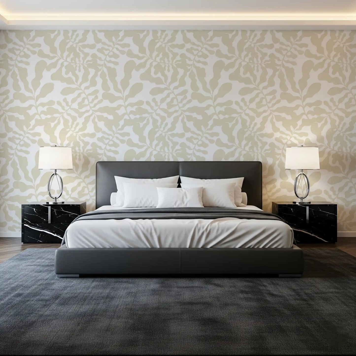 Organic Muted Leaf Silhouette Wallpaper⁠