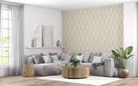 Cream and White Wavy Line Geometry Wallpaper⁠