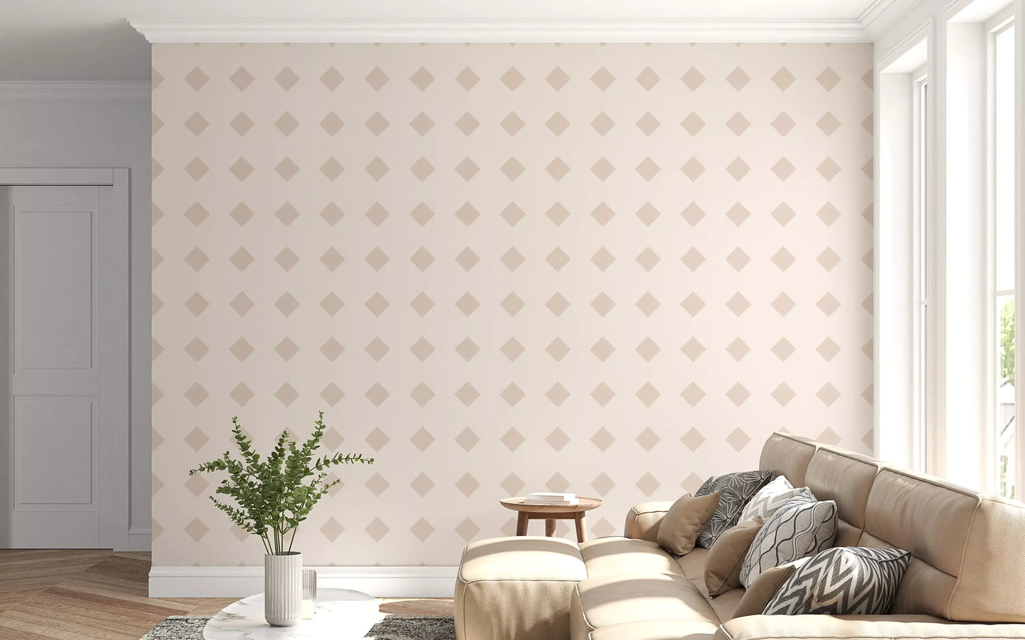 Soft Geometric Diamond Grid Wallpaper⁠