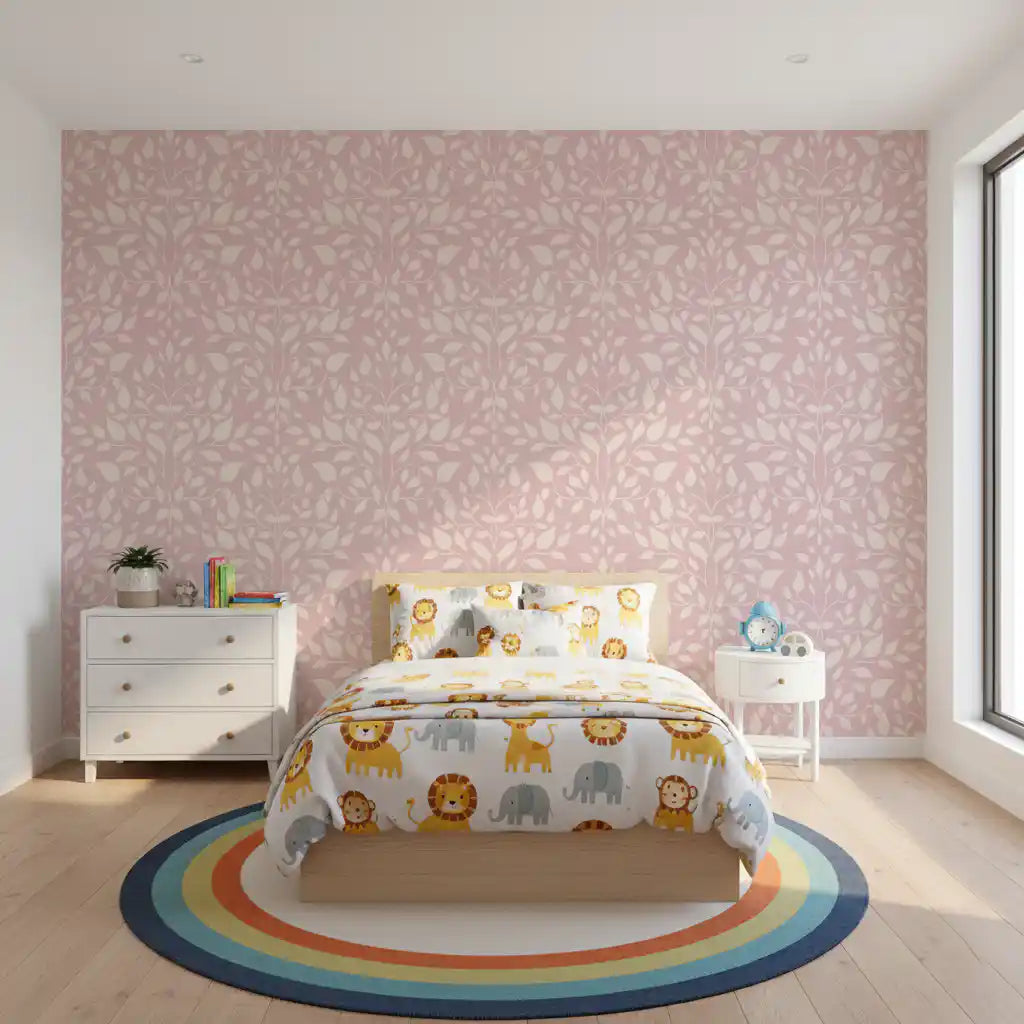 Soft Blush Botanical Damask Wallpaper⁠