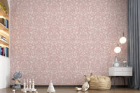Soft Blush Botanical Damask Wallpaper⁠