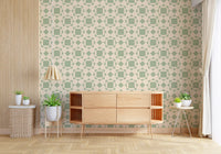 Sage Geometric Interlocking Squares Wallpaper⁠