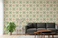 Sage Geometric Interlocking Squares Wallpaper⁠