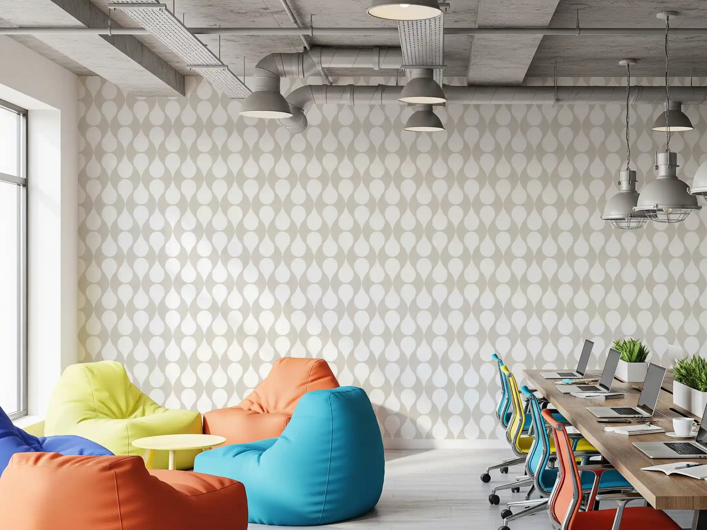 Minimalist Soft Geometric Curve Pattern Wallpaper⁠