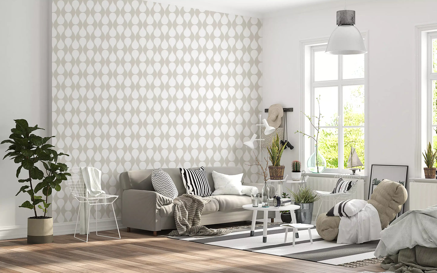 Minimalist Soft Geometric Curve Pattern Wallpaper⁠