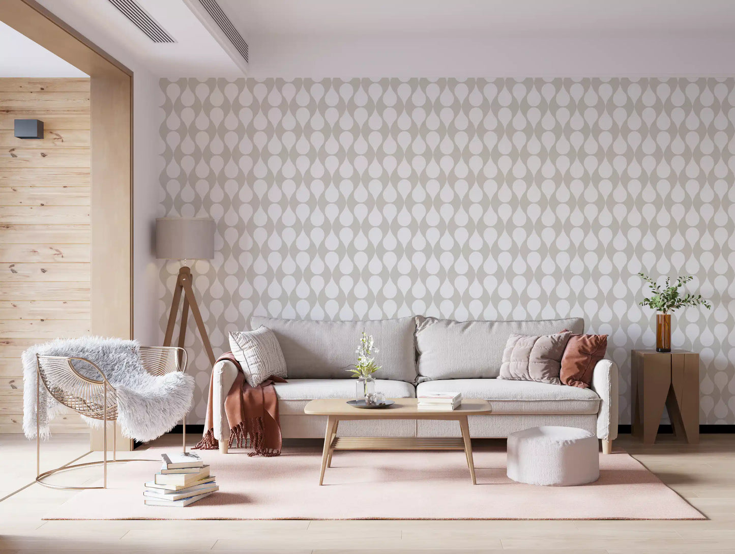 Minimalist Soft Geometric Curve Pattern Wallpaper⁠