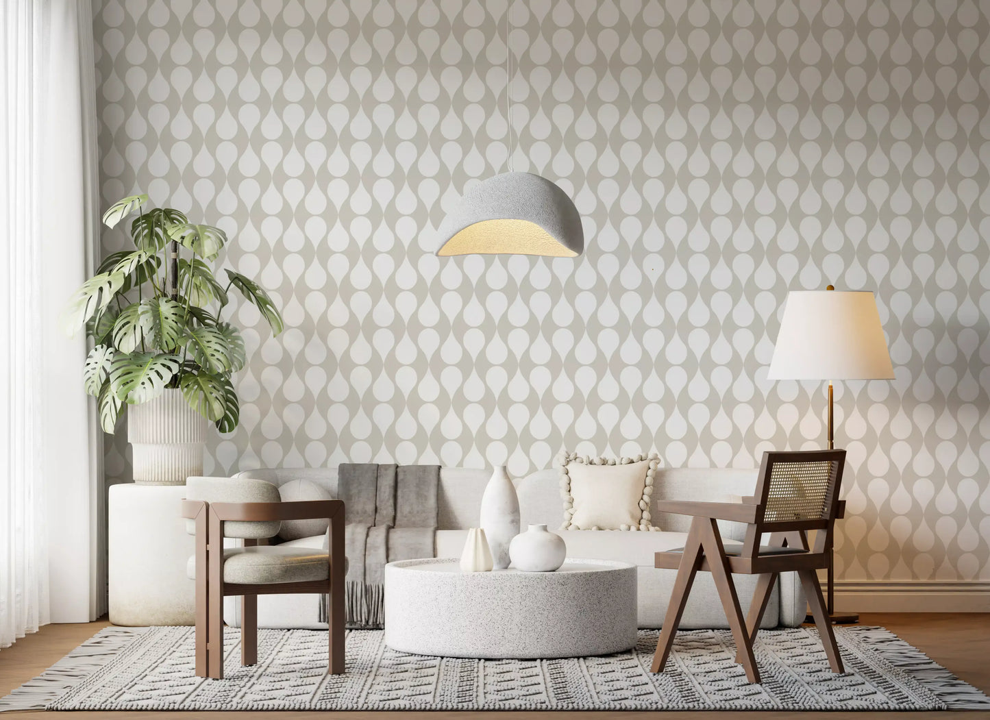 Minimalist Soft Geometric Curve Pattern Wallpaper⁠