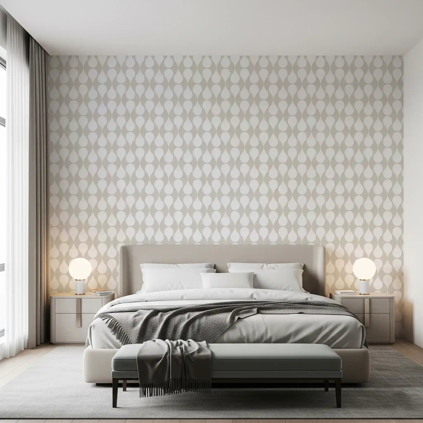 Minimalist Soft Geometric Curve Pattern Wallpaper⁠