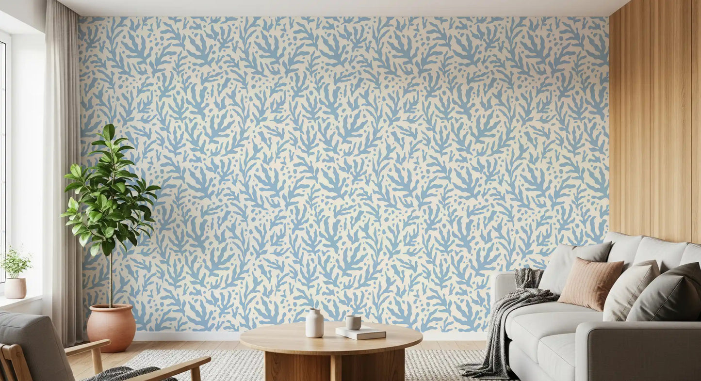 Abstract Seaweed Blue Pattern Wallpaper⁠