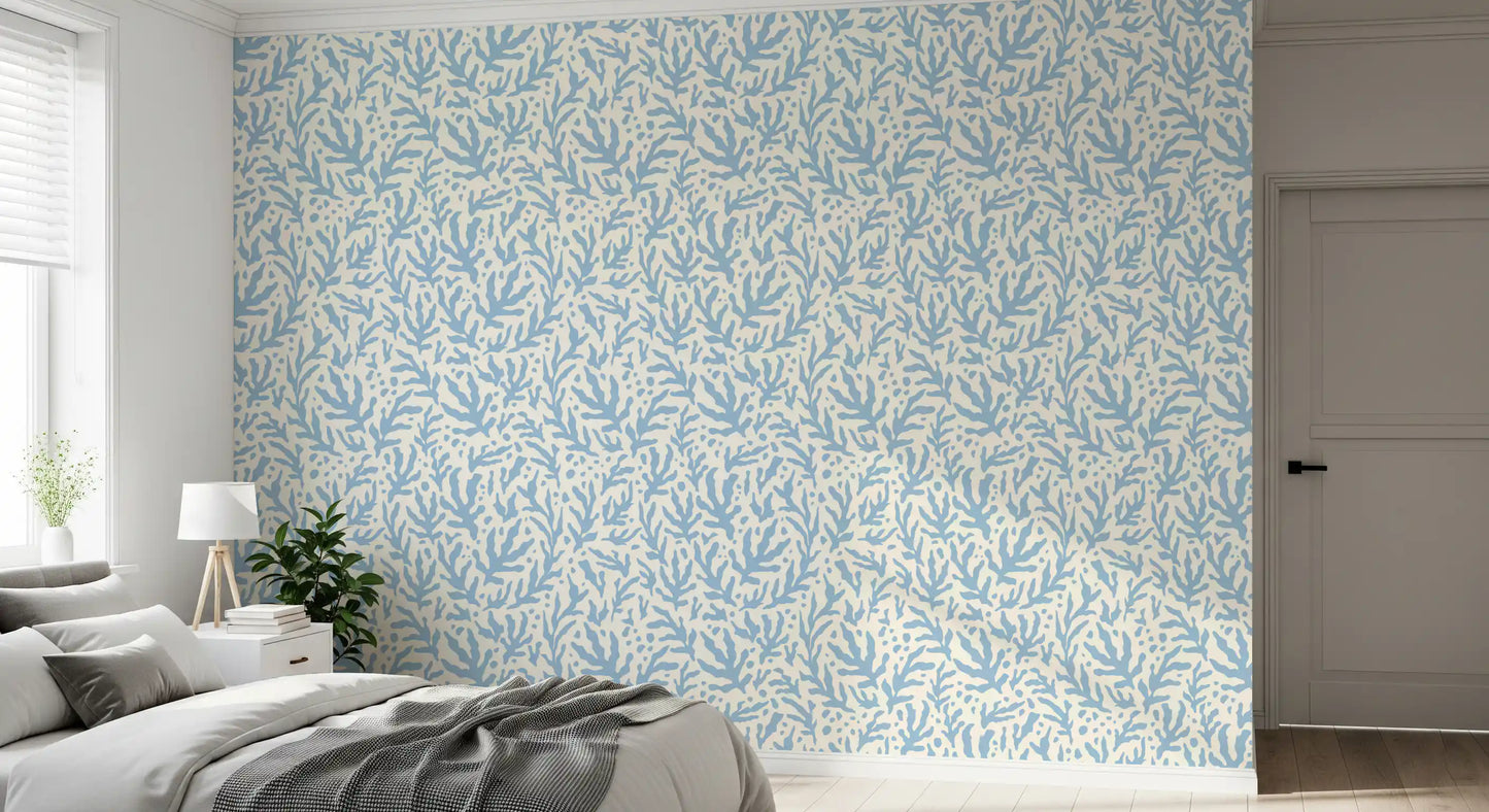 Abstract Seaweed Blue Pattern Wallpaper⁠