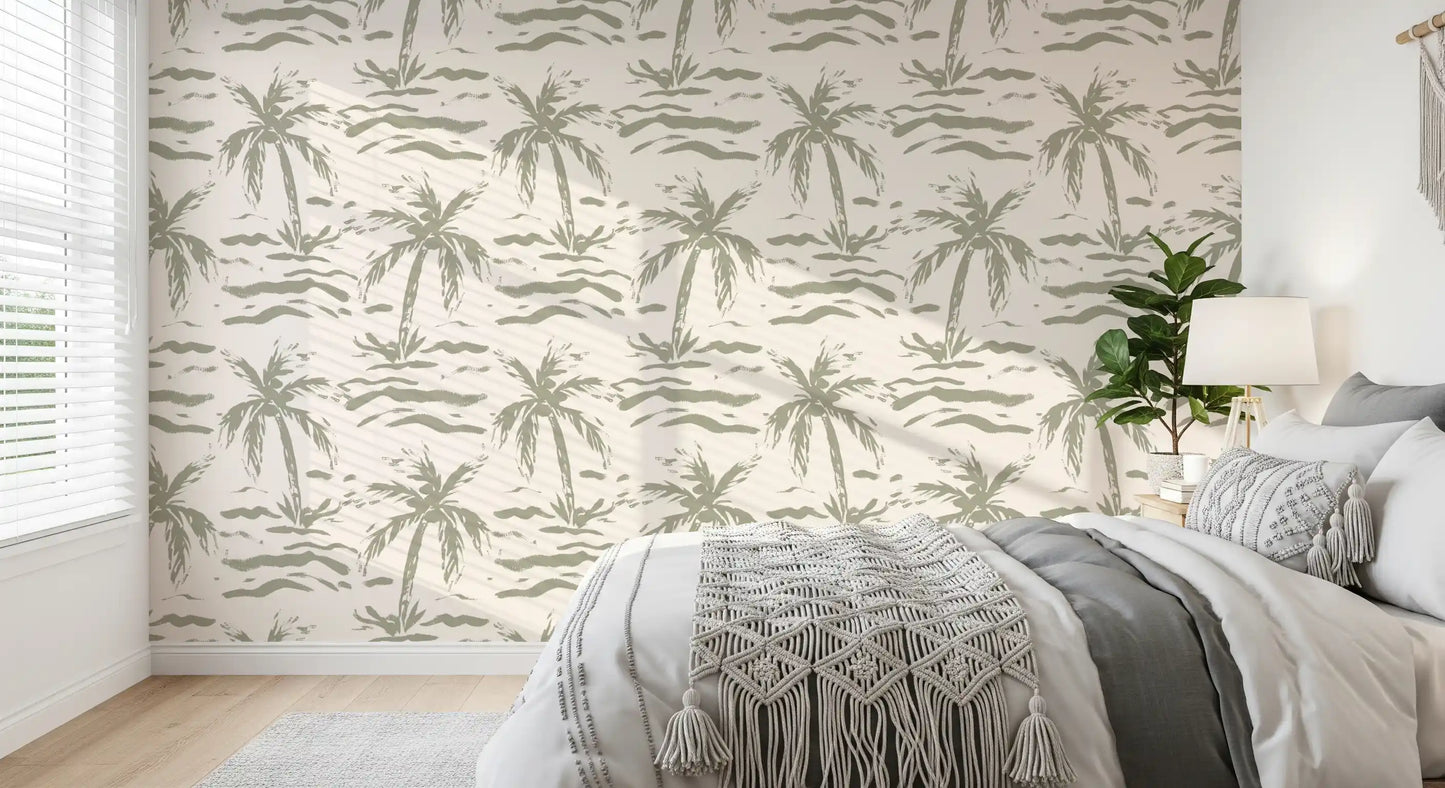 Abstract Palm Grove Brushstrokes Wallpaper⁠
