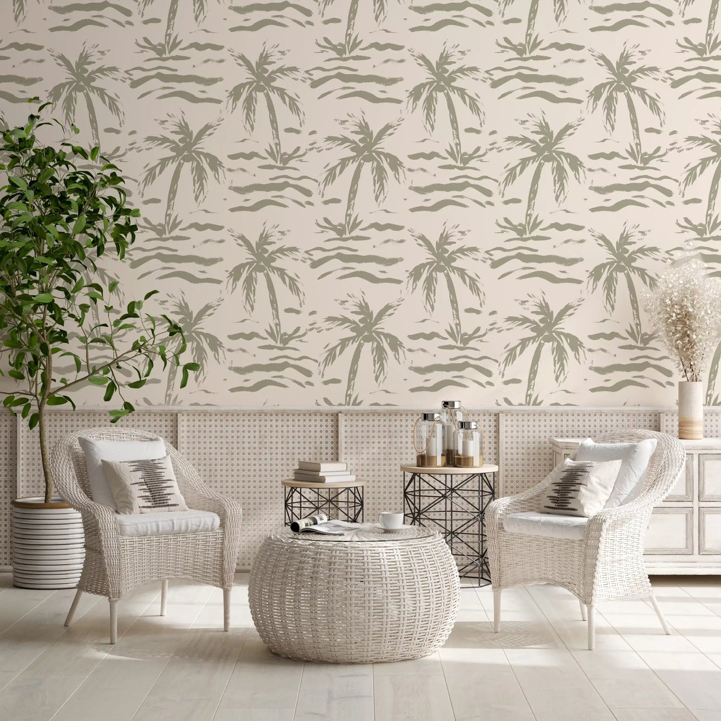 Abstract Palm Grove Brushstrokes Wallpaper⁠