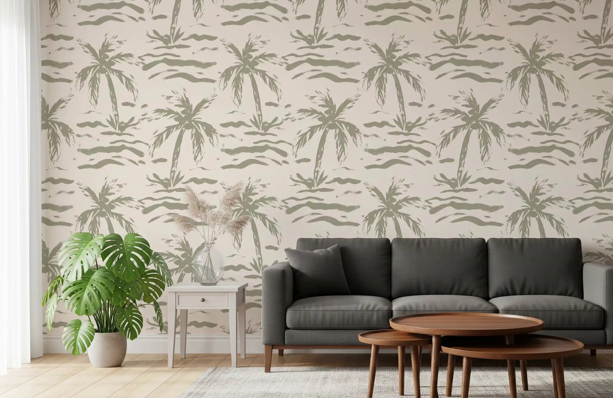 Abstract palm grove wallpaper styling a calm living room GD11993