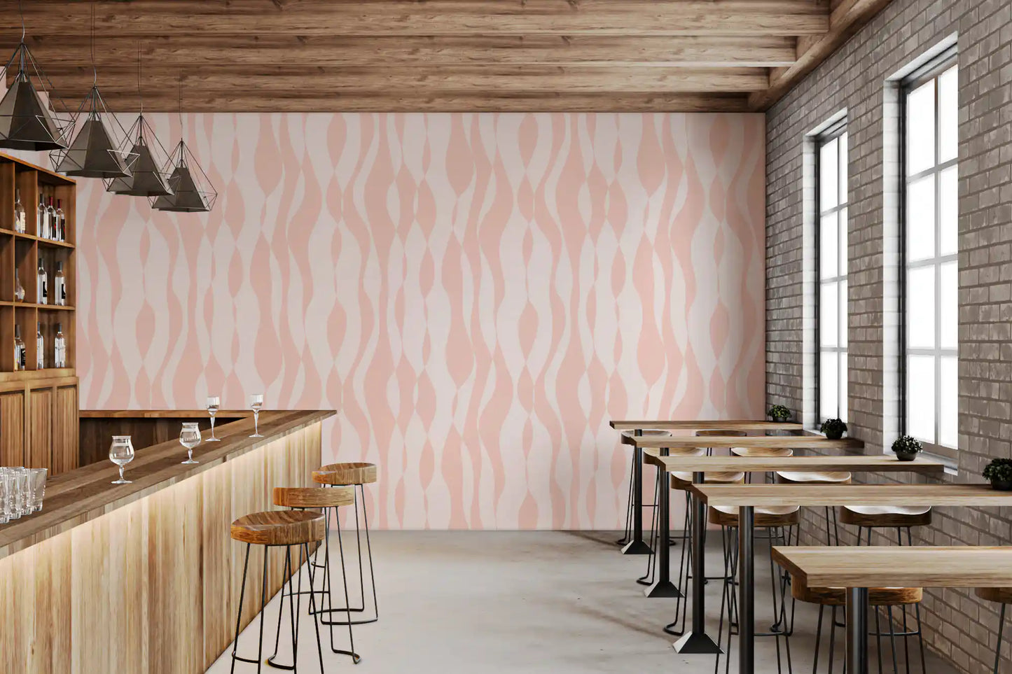 Minimalist Blush Flowing Lines Wallpaper⁠