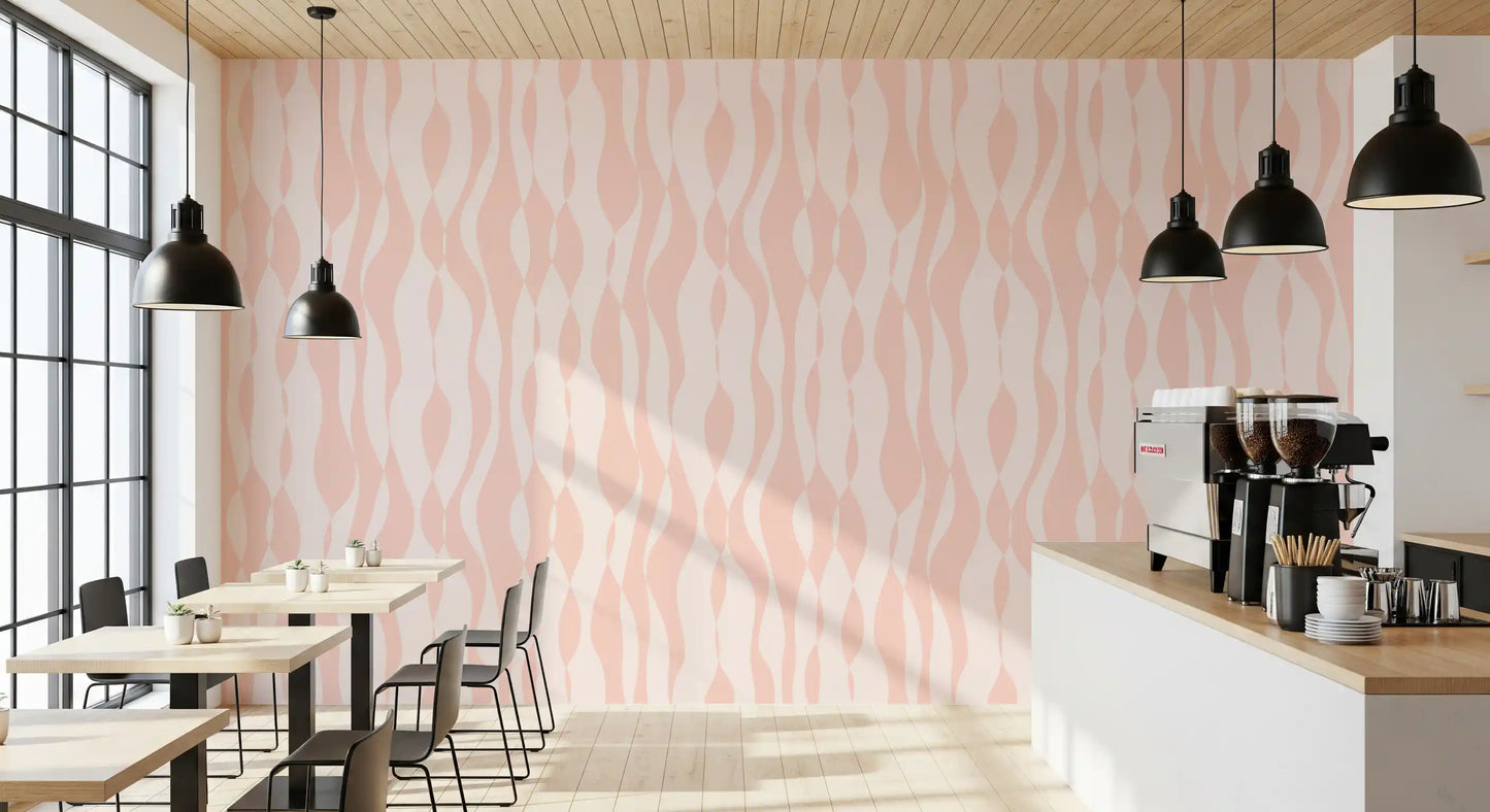 Minimalist Blush Flowing Lines Wallpaper⁠