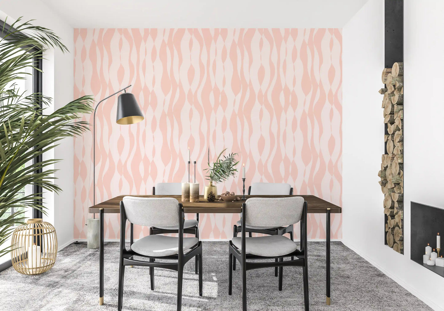 Minimalist Blush Flowing Lines Wallpaper⁠