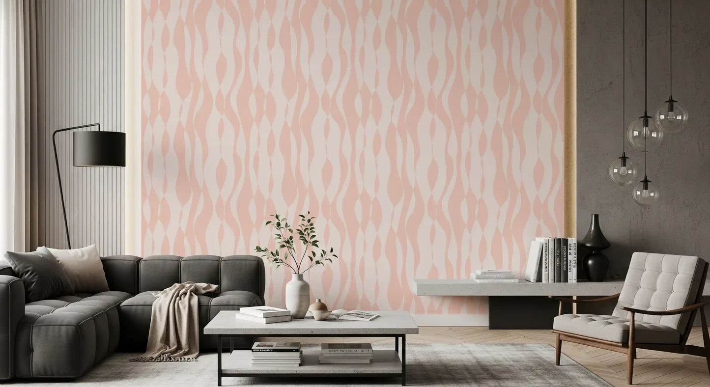 Minimalist Blush Flowing Lines Wallpaper⁠