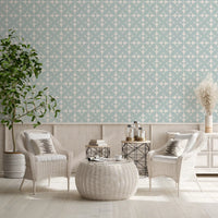 Soft Blue Tile Repeat Wallpaper⁠