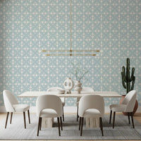Soft Blue Tile Repeat Wallpaper⁠