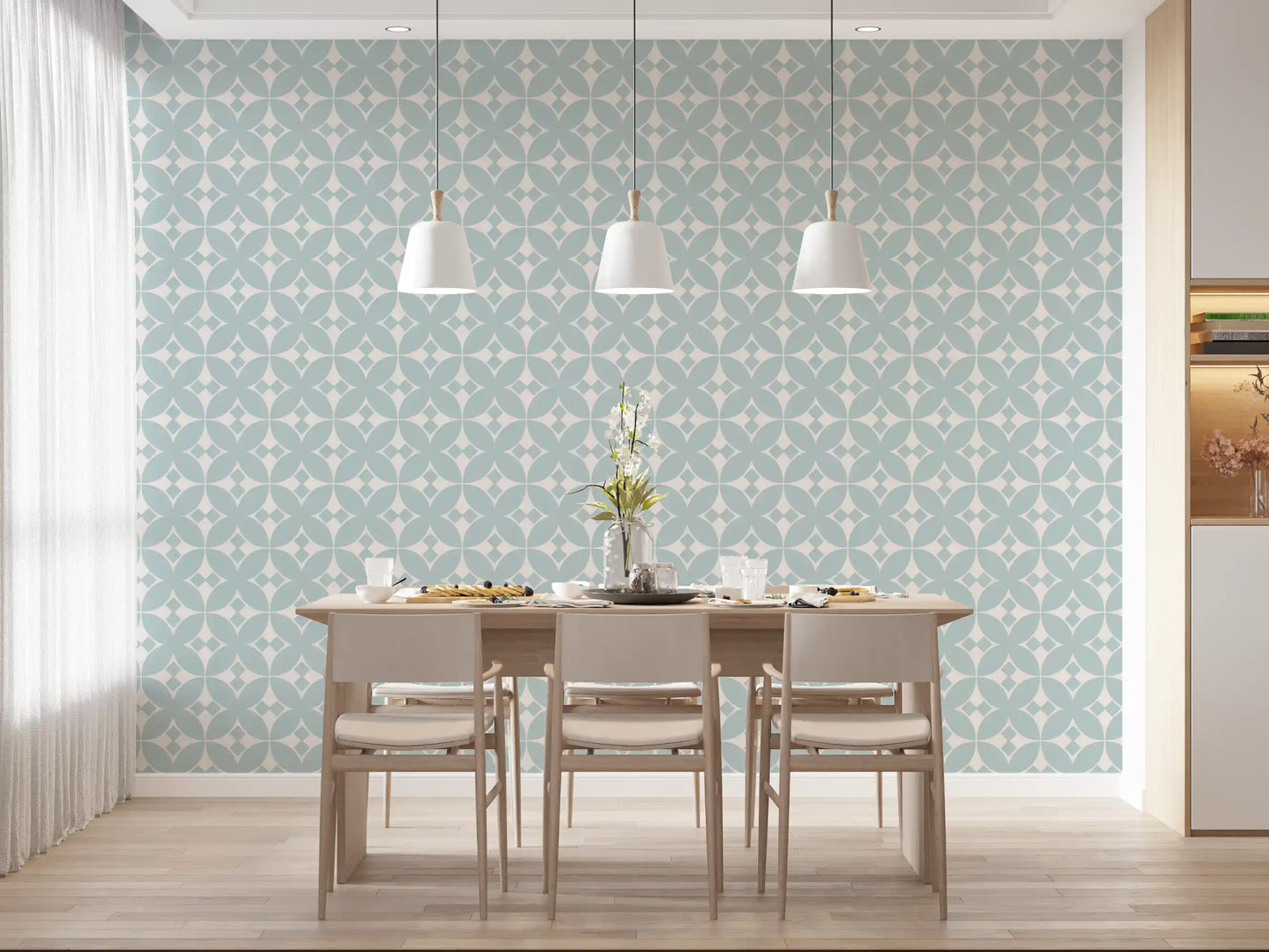 Soft Blue Tile Repeat Wallpaper⁠
