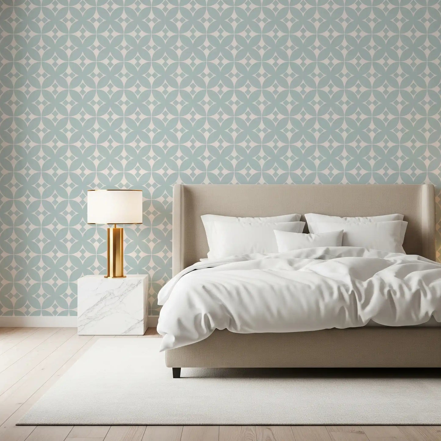 Soft Blue Tile Repeat Wallpaper⁠