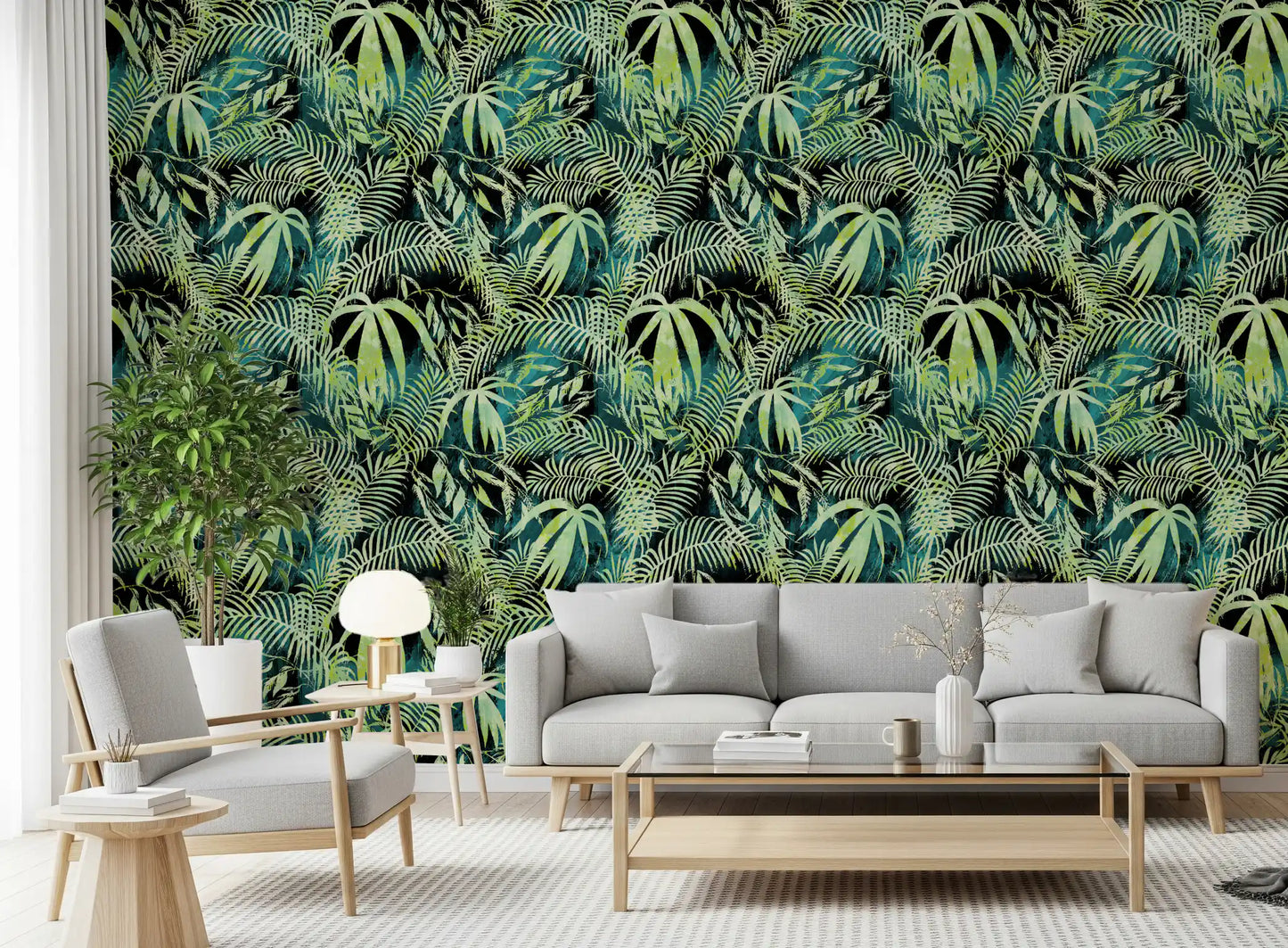 Abstract Tropical Palm Overlay Wallpaper⁠