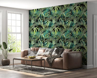 Abstract Tropical Palm Overlay Wallpaper⁠