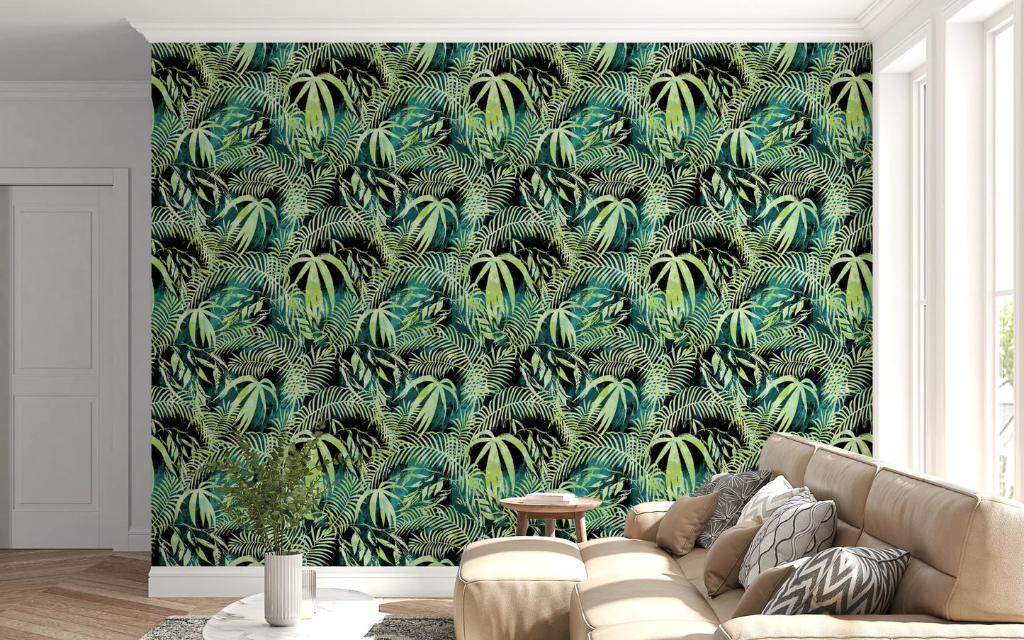 Abstract Tropical Palm Overlay Wallpaper⁠