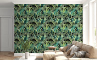 Abstract Tropical Palm Overlay Wallpaper⁠