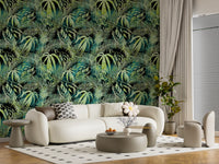 Abstract Tropical Palm Overlay Wallpaper⁠