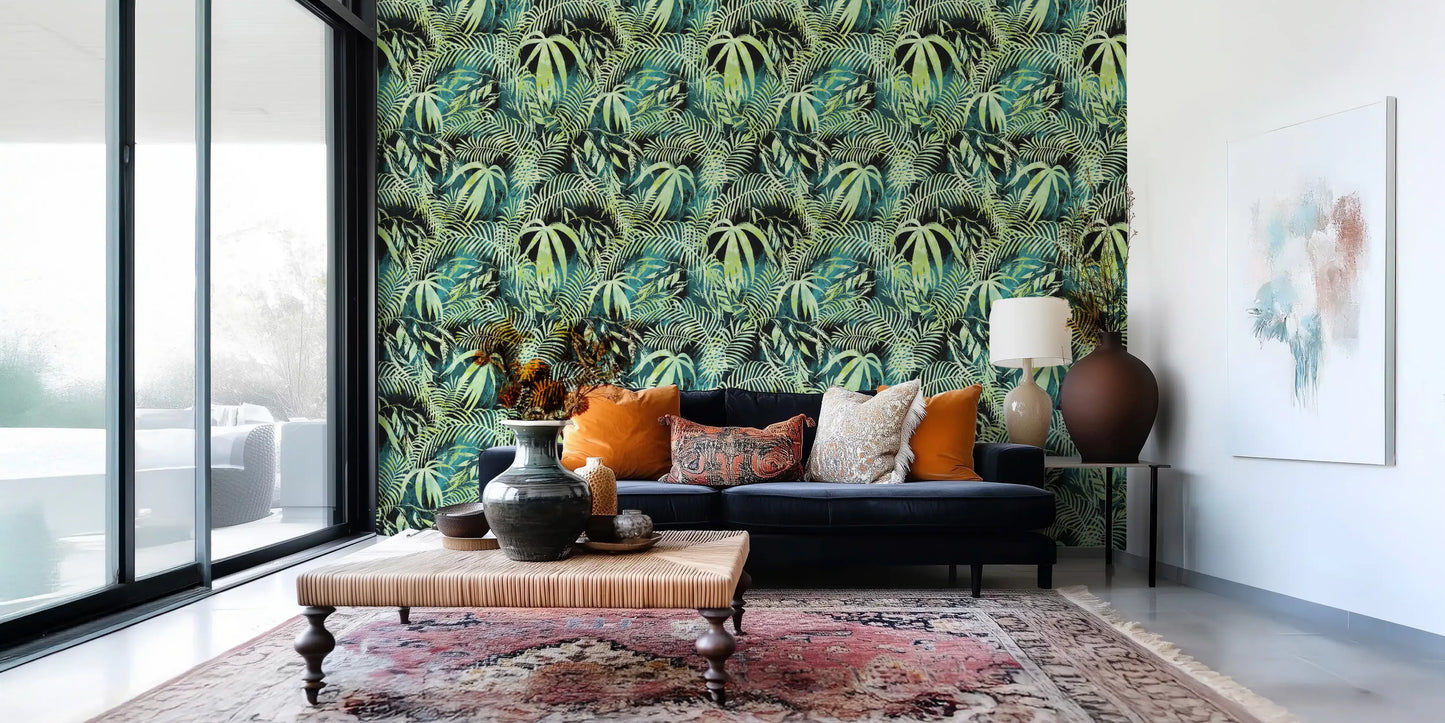 Abstract Tropical Palm Overlay Wallpaper⁠