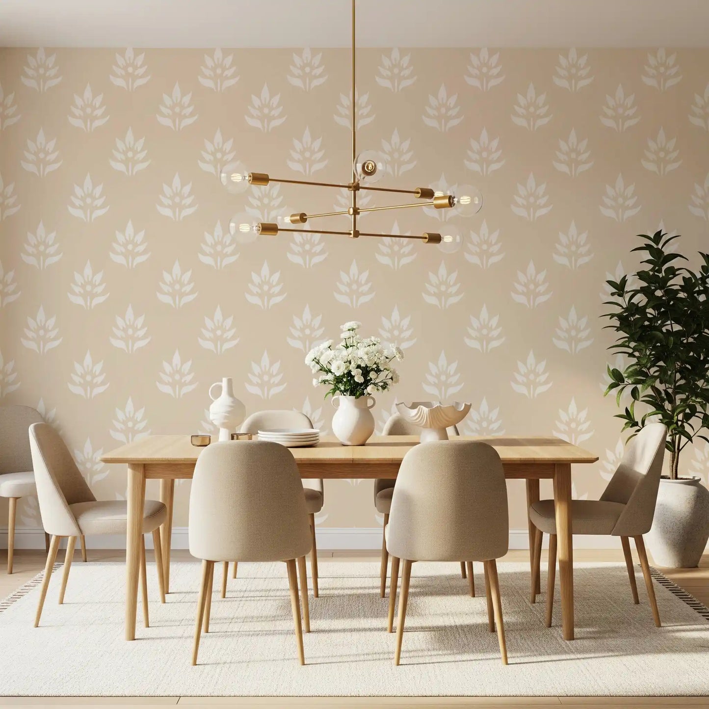 Minimalist Botanical Motif Wallpaper⁠